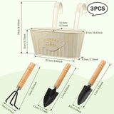 Set of 3 Iron Hanging Flower Pots with Detachable Hooks - Outdoor Planters for Fence, Balcony, V1366-AZ2-W-15092