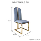 2X Dining Chair Stainless Gold Frame & Seat Blue Fabric V43-DC-FNC