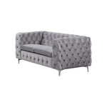 3+2 Seater Sofa Classic Button Tufted Lounge in Grey Velvet Fabric with Metal Legs V43-SET-JAQS-3+2-GR