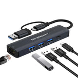 Simplecom CHN436 USB-C and USB-A to 4-Port USB HUB with Gigabit Ethernet Adapter V1202-V2-HXSI-CHN436