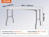 Stainless Steel Kitchen Bench Folding Commercial Prep Table 1220x610 mm V952-CFGZT24X48YC00001V0