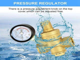 2X Water Pressure Regulator 1/2 Inch with Gauge, Hardness Brass, Adjustable Water Pressure Reducing V1192-AZ-W-22348