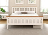 Artiss Bed Frame Double Size Wooden Platform with 2 Storage Drawers White PONY WBED-D-TC18-137-DRAW