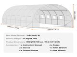 Walk-in Tunnel Greenhouse, 19.4x9.7x6.5 ft Hoop House Greenhouse Tunnel, Plant Hot House with V952-SDXWS20X10X78IHE2V0