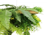 Gold Framed Roof Hanging Disc With Draping Life-Like Plants UV Resistant 40cm V637-DP88000G