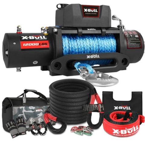 X-BULL 4WD Winch 12000LBS Electric Winch 12V 4X4 Offroad With 4WD Recovery Kit Kinetic Recovery Rope V211-AUEB-XBEW006XBRK013V