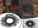 Black Bat Wreath Halloween Wreath For Front Home Wall Decor For Halloween Night Lighted Bat V1192-AZ-W-27957