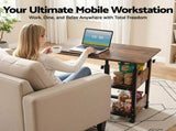 Artiss 3 Tier Adjustable Laptop Desk Tiltable Mobile Side Table Wheels LA-DESK-C-60-2T-WA