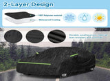 Waterproof Double-Layer Polyester Car Cover with Reflective Strips, Windproof Straps, Driver-Side V1341-ZY-MKUJ4L5W-YL