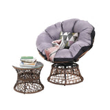 Gardeon Outdoor Lounge Setting Papasan Chair Wicker Table Garden Furniture Brown ODF-PAPASAN-CHTB-BR