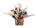 35cm Tabletop Xmas Tree Bark Wooden Barrel Decoration Artificial Bouquet Ornament for Home Hotel V1294-YM0901-3115240094713