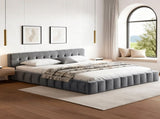 Artiss King Size Bed Frame Plush Soft Headboard Velvet Platform Base for Modern Bedrooms Grey BFRAME-F-HAVEN-K-GY-AB