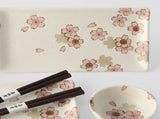 Sushi Set for Two with Chopsticks White With Pink Sakura Design V637-RW0053