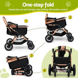 i.Pet Pet Dog Stroller Pram Large Cat Carrier Travel Pushchair Foldable 4 Wheels PET-STROLLER-106-BK