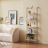Industrial Square Pipe Shelf 5 Tier 64x30x182.5cm Wall-Mount Gold White V952-JSGZWJFGHMBJJLPOLV0