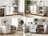 Artiss 3 Drawer Mobile Filing Cabinet Printer Stand Cabinet Home Office Storage White FURNI-Q-FC-3D-WH