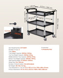 VEVOR Heavy Duty Utility Cart 500 lbs Capacity 3-tier Service Cart with Wheels V952-SXSYTCDHHS3CWUDT9V0