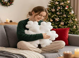 snowflake pillow, plush throw pillow, winter decor, Christmas cushion, sofa accent pillow, bedroom V1102-102-63597-WHT-50CM