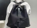 Leather Backpack Mesh Backpack Hybrid Backpack Travel Backpack Stylish Backpack - Black - Size M V1347-DSZ-001-001-BLK-M
