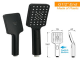 WELS Matt Black 10" Rain Shower Head 3 Mode Handheld Gooseneck Arm Diverter 2in1 Set V1233-HS002M4CBSS1001BA702B