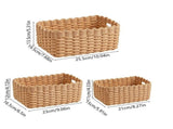 Natural Rattan Fruit Storage Baskets, Rectangular Woven Wicker Box, for Key Holder Remote Stackable V1192-AZ-W-19560