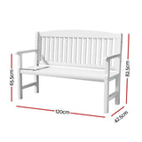 Gardeon Outdoor Garden Bench Wooden 2 Seater Lounge Chair Patio Furniture White ODB-4412W-WH