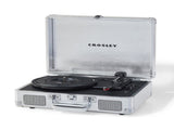 Crosley Cruiser Bluetooth Portable Turntable - Silver Bundled Crosley Record Storage Crate V398-CR8005FSC-SI4