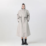 Khaki L Size Long Trench Style Waterproof Raincoat for Women - Fashionable Outdoor Hiking Cycling V888-ELOSUNG56808-2