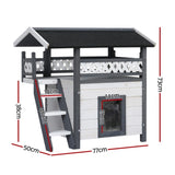 i.Pet Cat House Outdoor Shelter 77cm x 50cm x 73cm Rabbit Hutch Wooden Condo Small Dog Enclosure PET-CH-770-GR