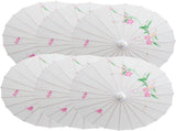 6x PARASOL UMBRELLA Chinese Japanese Bamboo Flower Pattern 80cm Large BULK - White V563-6XBR-PARUMB-WHT