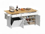 Artiss Kitchen Island Trolley Rolling Serving Cart Storage Drawer Cabinet 150cm White FUR-S-KI-FLD130-WH-AB
