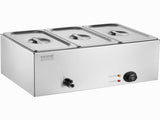 3-Pan Commercial Food Warmer, 16.5L Electric Steam Table, 1200W Professional Countertop Stainless V952-SYSPBWQPTK31E3ZVSV3