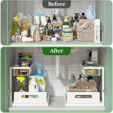 2-Tier White Storage Shelf Spice Rack for Kitchen Bathroom Drawer Organization V1188-MS-325-0798