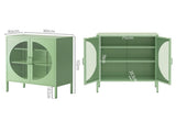 Artiss 2x Buffet Sideboard Cabinet ELSA Cupboard Storage Mesh Doors Metal Green AI-SIDE-M-01-GNX2