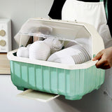 Dish Drying Rack with Cover - 2-Tier Kitchen Counter Organizer with Drainboard, Utensil Holder & V1366-AZ2-W-16532