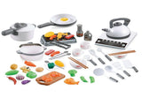 52PCS Kitchen Play Kids Pretend Playset with Cookware Pots and Pans Set Play Food Fruits Cooking V1294-YM0901-H37463W