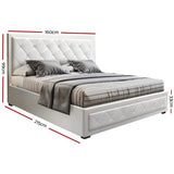 Artiss Bed Frame Queen Size Gas Lift White TIYO BFRAME-F-TIYO-Q-WH-ABC