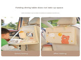 Pink Foldable Car Back Seat Organizer Tray - PU Leather Travel Desk with Tablet Holder V888-ELOSUNG27011