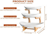 CARLA HOME 3-Tier Plastic Fruit Bowl Basket with Bamboo Stand for Kitchen Counter, Snack Tray, V178-36196