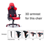 Gaming Chair Ergonomic Racing chair 165&deg; Reclining Gaming Seat 3D Armrest Footrest Pink White V255-GCHAIRPK-32