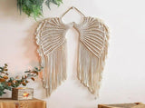 Angel Wing Hanging White Bohemian Cotton Angel Wings with Long Tassels Woven V1369-AZ3-W-11955