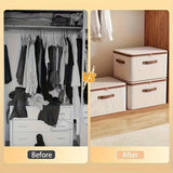 56L Double Zipper Storage Box with Faux Leather Handles Large Capacity Lidded Basket, Perfect for V1102-SLLSNX005