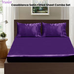 Ramesses Casablanca Satin Fitted Sheet Combo Set Violet Queen V442-KIT-FITTEDSS-CASABLANCASATIN-VIOLET-QS