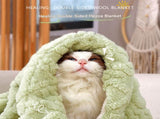 2-piece M size Green Pet Winter Comfort Bundle 55*45cm Plush Pet Blanket and 50*35cm Thickened Pet V888-ELOSUNG53278