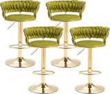 SERENIT 2x Height Adjustable Swivel Bar Stool Velvet Golden Base Barstools Chairs Padded Seat Olive V255-GP1762_OLIVEGREEN