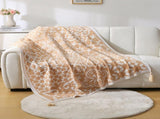 Bohemian Style Sofa Throw Blanket - Apricot Soft Faux Cashmere, 130x170cm for Office Naps & V888-ELOSUNG18283