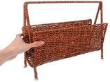 Woven Rattan Magazine Organizer Farmhouse Standing Rack for Home Decor V1366-AZ2-W-19507