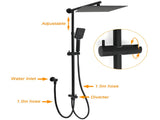 WELS Matt Black Dual Shower Large 12" Square Head Handheld Adjustable Silding Rail Set V1233-HS002M4CBSC842BKSS112B