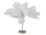 Feather Table Lamp Touch Switch USB Ostrich Feather Lamp 3 Color Dimming Desk Lamp with Gold Metal V1294-YM0718-3119220110911
