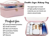 Makeup,Leather Double Layer Large Organizer,Travel Accessories Dorm Room Essentials Toiletry V1369-AZ3-W-01353